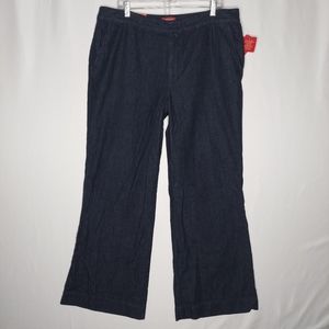 Chaps Trouser Denim Wide Leg Pants 16 Dark Blue Straight Pocket Button Zip Y2K‎